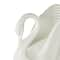 11&#x22; White Ceramic Swan Sculpture with Textured Grooves